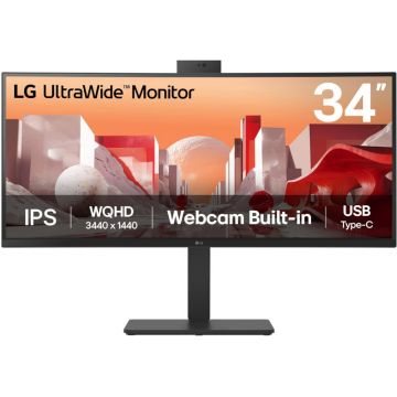 Monitor LED LG UltraWide 34BA85QE-B Curbat 34 inch UWQHD IPS 5 ms 60 Hz Webcam USB-C HDR