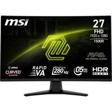 MSI Monitor Gaming Rapid VA LED MSI MAG 27 274CXF, Full HD, 1920 x 1080, HDMI, DisplayPort, Ecran curbat, 280 Hz, 0.5 ms, Negru MSI Monitor Gaming Rapid VA LED MSI MAG 27 274CXF, Full HD, 1920 x 1080, HDMI, DisplayPort, Ecran curbat, 280 Hz, 0.5 ms, Negru