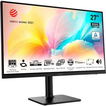 MSI Monitor MSI Modern MD272XPDE, Display 27 Full HD 1920 x 1080, IPS, USB-C, HDR, 100Hz, Negru