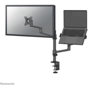 NEOMOUNTS Suport birou dublu pentru monitor si laptop Neomounts DS20-425BL2, Diagonala monitor  17-27, Diagonala laptop 11,6″ – 17,3″, VESA 75x75~100x100, Greutate maxima monitor 8 kg, Negru