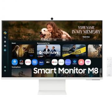 Samsung Monitor LED Samsung LS32FM801UUXDU, Diagonala 32 UHD 3840x2160, VA, 4 ms, 60 Hz, Webcam, Alb
