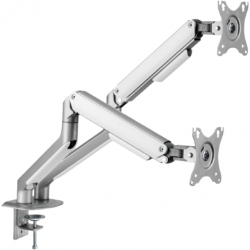 Serioux Suport monitoare pentru birou Serioux MM63-C024, Pentru 2 monitoare, compatibilitate dimensiune ecran 17-32, Greutate maximă suportata: 2~9kg per monitor, VESA: 75x75, 100x100, Management cabluri, Argintiu