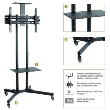 Sunne Suport TV Sunne S112, 37-70, montare pe perete, culoare neagra