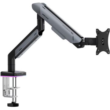 Suport TV / Monitor Anda Seat AD-W-A9X-1S-BT, Reglabil, 17 - 42 inch, Iluminare RGB, Argintiu