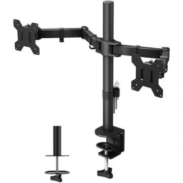 TECHLY Suport birou pentru 2 monitoare, Techly, 13-27, Vesa, 2x10kg, Negru