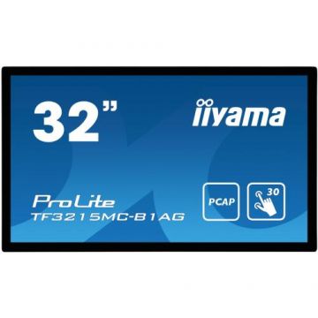 Monitor AMVA3 LED tactil iiyama ProLite 31.5inch TF3215MC-B1AG, Full HD (1920 x 1080), VGA, HDMI, Touchscreen (Negru)