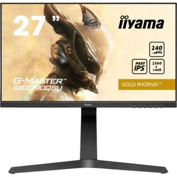 Monitor Gaming IPS LED iiyama G-Master Gold Phoenix 27inch GB2790QSU, QHD (2560 x 1440), HDMI, DisplayPort, AMD FreeSync Premium, Pivot, Boxe, 240 Hz, 1 ms (Negru)