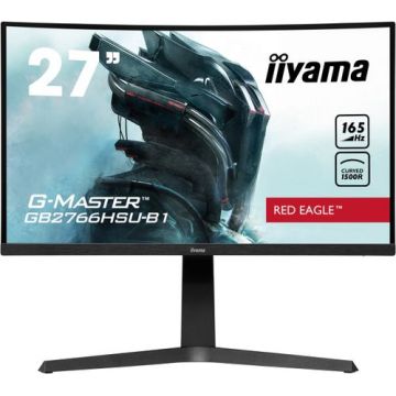 Monitor Gaming VA LED iiyama G-MASTER 27inch GB2766HSU-B1, Full HD (1920 x 1080), HDMI, DisplayPort, AMD FreeSync Premium, Ecran Curbat, Boxe, 165 Hz, 1 ms (Negru)