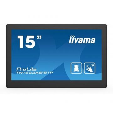 Monitor iiyama ProLite 15inch TW1523AS-B1P, Full HD (1920x1080), Touchscreen, Android, PoE, Microfon, Boxe (Negru)