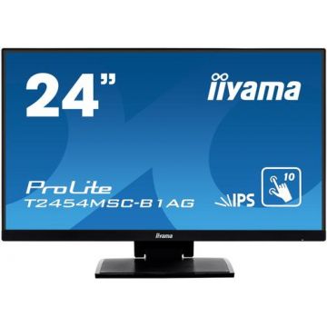 Monitor IPS LED iiyama ProLite 23.8inch T2454MSC-B1AG, Full HD (1920 x 1080), VGA, HDMI, Touchscreen (Negru)