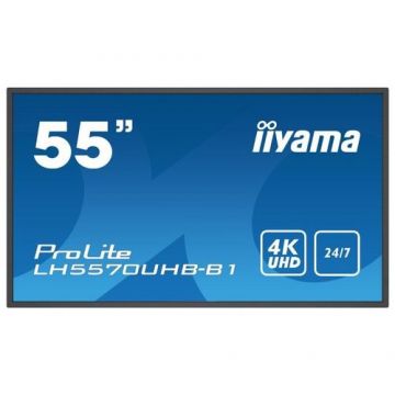 Monitor VA LED Iiyama Digital Signage 55inch LH5570UHB-B1, UHD (3840 x 2160), HDMI, Android OS 9.0, iiWare (Negru)