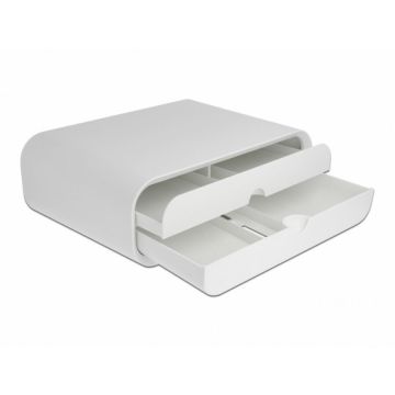 Delock Suport monitor max 30kg cu 2 sertare Alb, Delock 18325