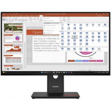 Lenovo Monitor IPS LED, Lenovo ThinkVision T27-40, 27 inch, Full HD 1920 x 1080, 4 ms, 120 HZ, VGA, HDMI, DisplayPort, Negru