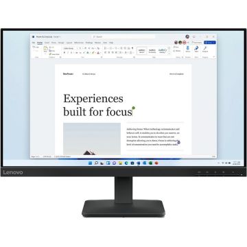 Lenovo Monitor LED IPS Lenovo L24-4e 23.8, Full HD (1920x1080), 100Hz, 4ms, Anti-glare, 99% sRGB, HDMI, VGA, VESA, Negru