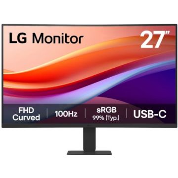 LG Monitor VA LED LG 27U421A-B, 27 inch, Full HD 1920 x 1080, HDMI, Ecran curbat, 100 Hz, 5 ms, Negru