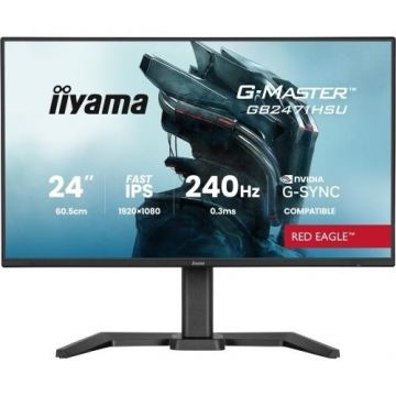 Monitor Gaming Fast IPS LED Iiyama 23.8inch GB2471HSU-B1, Full HD (1920 x 1080), HDMI, DisplayPort, Boxe, Pivot, 240 Hz, 0.3 ms (Negru)