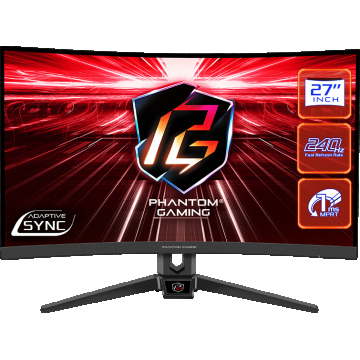 Monitor LED ASRock Gaming PG27F15RS1A Curbat 27 inch FHD VA 1 ms 240 Hz HDR