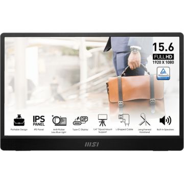 Monitor LED MSI Portabil Pro MP161 E2 15.6 inch FHD IPS 4 ms 60 Hz USB-C