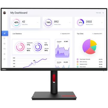 Monitor ThinkVision T32p-30 LED 31.5inch 3840 x 2160 4K Ultra HD Negru