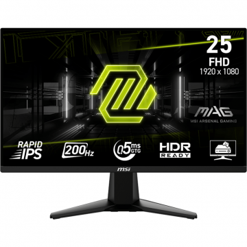 MSI Monitor Gaming MSI MAG 255F E20, IPS, 24.5 inch, Full HD, 1920 x 1080, HDMI, DisplayPort, 200 Hz, 0.5 ms, Negru