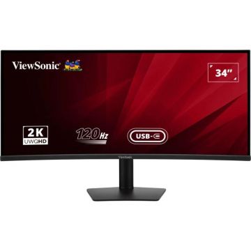 VIEWSONIC Monitor IPS LED ViewSonic 34 VA3420C, UWQHD (3440 x 1440), HDMI, DisplayPort, Ecran curbat, Boxe, 120 Hz, 1 ms, Negru