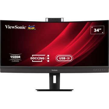 VIEWSONIC Monitor LED ViewSonic VG3457CV, Curbat, 34 inch, UWQHD VA, 5 ms, 100 Hz, Webcam, HDMI, DisplayPort, USB-C, Negru