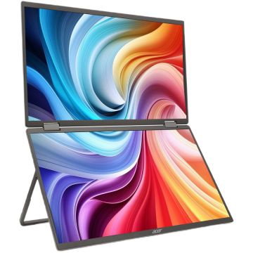 Acer Monitor portabil dublu IPS LED Acer 15.6 PD163Qbmiuux, Full HD (1920 x 1080), HDMI, Negru