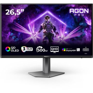 AOC Monitor gaming AOC Agon Pro AG276QKD2, 26.5, QHD, QD-OLED, 500Hz, 0.03 ms, Negru