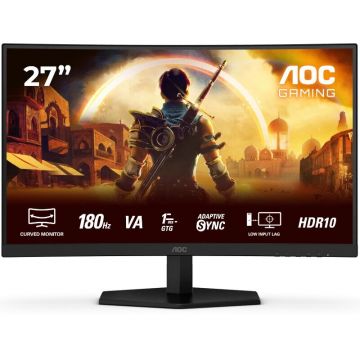 AOC Monitor Gaming Fast VA LED AOC 27 C27G42E, Full HD (1920 x 1080), HDMI, DisplayPort, Ecran curbat, Boxe, 180 Hz, 1 ms, Negru