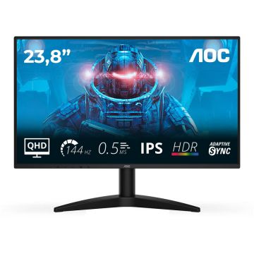 AOC Monitor Gaming IPS LED AOC Q24B36X, 23.8 inch, QHD (2560 x 1440), HDMI, DisplayPort, 144 Hz, 4 ms GTG, Negru