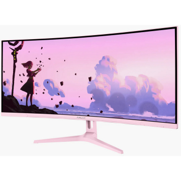 AROZZI Monitor Gaming VA LED Arozzi Nova 34T2K165, 34 inch, UWQHD, 3440 x 1440 pixeli, HDMI, Display Port, Boxe, Ecran Curbat, 165Hz, 1 ms, Roz