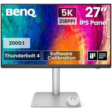 benq Monitor IPS LED BenQ PD2730S, 27 inch, 5K 5120 x 2880, HDMI, DisplayPort, Boxe, Pivot, 60 Hz, 5 ms, Argintiu