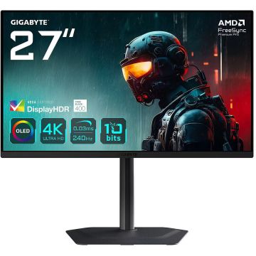 Gigabyte Monitor Gaming Gigabyte MO27U2, 27 4K OLED, 240Hz, 0.03ms, HDR True Black 400, FreeSync Premium Pro, G-Sync Compatible, USB-C