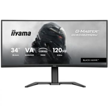 IIYAMA Monitor Gaming VA LED, Iiyama G-Master Black Hawk, 34 inch, UWQHD (3440 x 1440), HDMI, DisplayPort, Ecran curbat, Boxe, 120 Hz, 0.6 ms, Negru