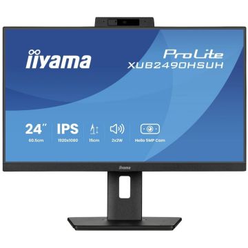IIYAMA Monitor IPS LED Iiyama 23.8 XUB2490HSUH-B2, Full HD 1920 x 1080, HDMI, DisplayPort, Boxe, Pivot, 100 Hz, 4 ms Negru