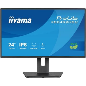 IIYAMA Monitor IPS LED XB2492HSU-B1, 24 inch, Full HD (1920 x 1080), HDMI, DisplayPort, Boxe, Pivot, 120 Hz, 3 ms, Negru