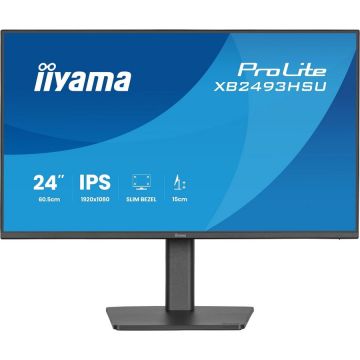 IIYAMA Monitor LED IPS Iiyama XB2493HSU-B1, 23.8, Full HD 1920 × 1080, 1 ms, 120 Hz, 1 × DisplayPort, 1 × HDMI, 1 × casti, 2 × USB 2.0 Tip-B, Negru