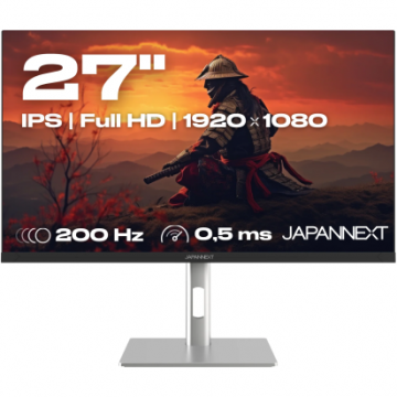 JAPANNEXT Monitor Gaming IPS LED JAPANNEXT 27 JN-I270FHD200F-HSP, Full HD (1920 x 1080), HDMI, DisplayPort, 200 Hz, 0.5 ms, Negru/Argintiu