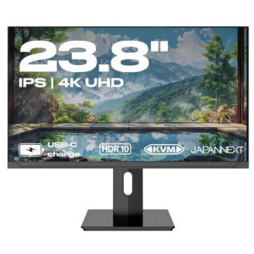 JAPANNEXT Monitor IPS LED JAPANNEXT 23.8 JN-IPS2380UHDR-C65W-HSP, UHD (3840 x 2160), HDMI, DisplayPort, Boxe, Pivot, Negru