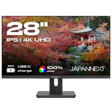 JAPANNEXT Monitor IPS LED JAPANNEXT 28 JN-IPS282UHDR-C65W, UHD (3840 x 2160), HDMI, DisplayPort, Boxe, Pivot, Negru