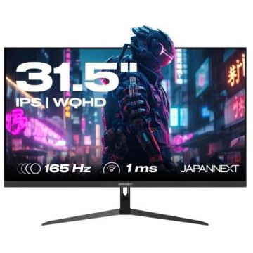 JAPANNEXT Monitor Japannext 31, 5 inch, IPS QHD (2560 x 1440) 165Hz, 1ms, HDR, 1xDP, 2xHDMI, Jack, USB, VESA, AMD Freesync, Flicker Free