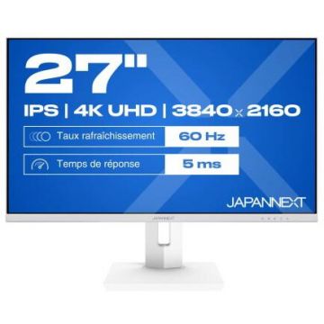 JAPANNEXT Monitor PS LED JAPANNEXT, 27, JN-IPS270UHD60F-C65W-HSP-W, UHD 3840 x 2160, HDMI, DisplayPort, Boxe Alb