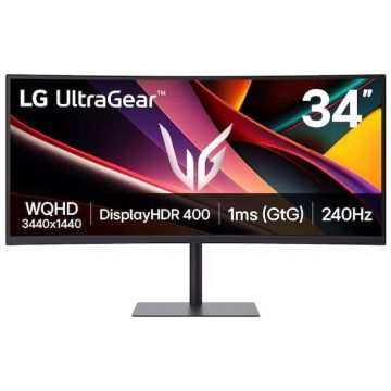 LG Monitor Gaming VA LED LG 34 34G630A-B, WQHD 3440 x 1440, HDMI, DisplayPort, Ecran curbat, Boxe, 240 Hz, 1 ms Negru