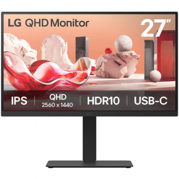 LG Monitor IPS LED LG 27BA75QB-B,  27, QHD 2560 x 1440, HDMI, DisplayPort, Boxe, Pivot, 100 Hz, 5 ms Negru