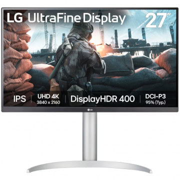 LG Monitor IPS LED LG 27UP650K-W, 27 , UHD (3840 x 2160), 5 ms, 60 Hz, HDMI, DisplayPort, Pivot, Alb-Argintiu