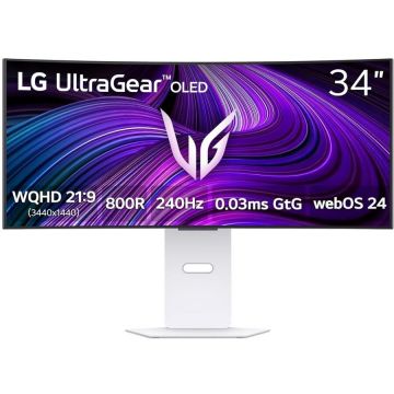 LG Monitor OLED Gaming LG UltraGear 34GX90SA, Diagonala 34, WQHD 3440 x 1440, 240 Hz, 0.03 ms, Alb