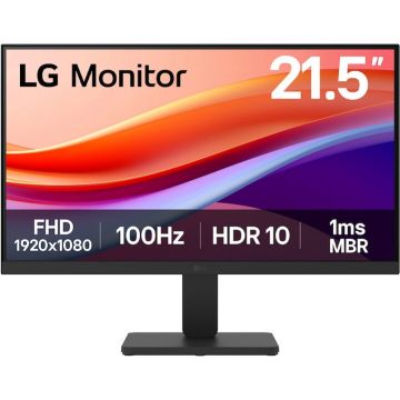 LG Monitor VA LED LG 22U401A-B, 21.5 inch, Full HD (1920 x 1080), HDR 10, D-Sub, HDMI, 100 Hz, 1 ms, Negru