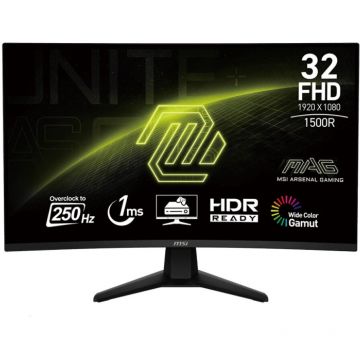 MSI Monitor Gaming Curbat MSI MAG 32C6X , VA, 31.5 , Full HD, HDMI, DisplayPort, 250 Hz, 1ms (MPRT), Negru