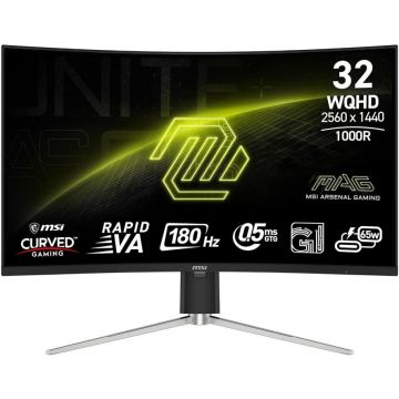 MSI Monitor Gaming MSI 31.5 MAG 325CQRF QD E2, WQHD (2560 x 1440), HDMI, DisplayPort, Ecran curbat, 180 Hz, 0.5 ms, Negru