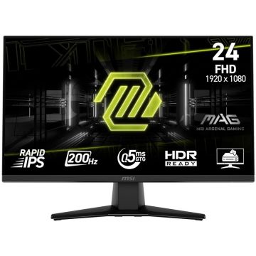 MSI Monitor Gaming Rapid IPS LED MSI MAG 242F, 23.8 inch, Full HD (1920 x 1080), HDMI, DisplayPort, 200 Hz, 0.5 ms, Negru